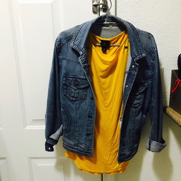 Short sleeves yellow top with decorative wholes--S - Picture 2 of 6